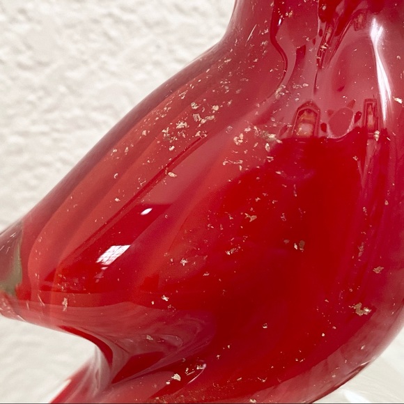 Vintage 9” Red Cardinal Bird on a Clear Branch Murano Style Art Glass Decor - Picture 10 of 13